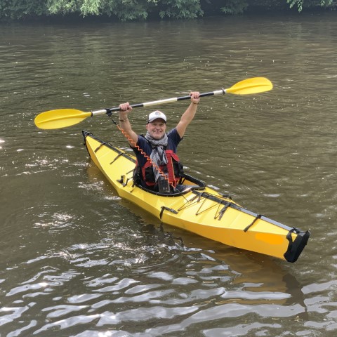 Markus in z'n EasyKayak